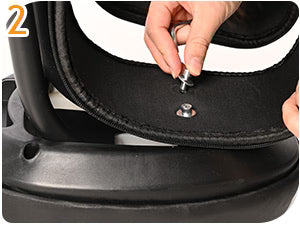 Attach the padded seat cover, aligning it and securing with the provided screw.