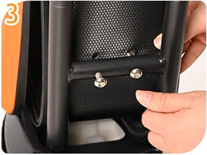 Fasten the backrest support bracket to the seat frame using the included screws.